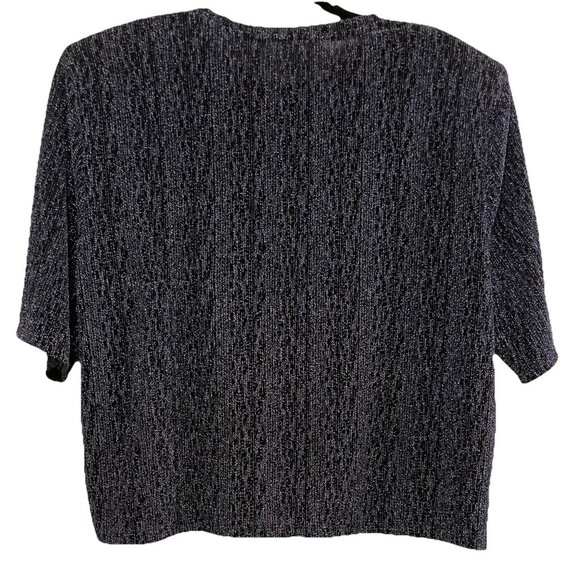 MANGO Black Lurex Knitted Short Sleeve T-shirt Sz L NWT - Picture 8 of 10